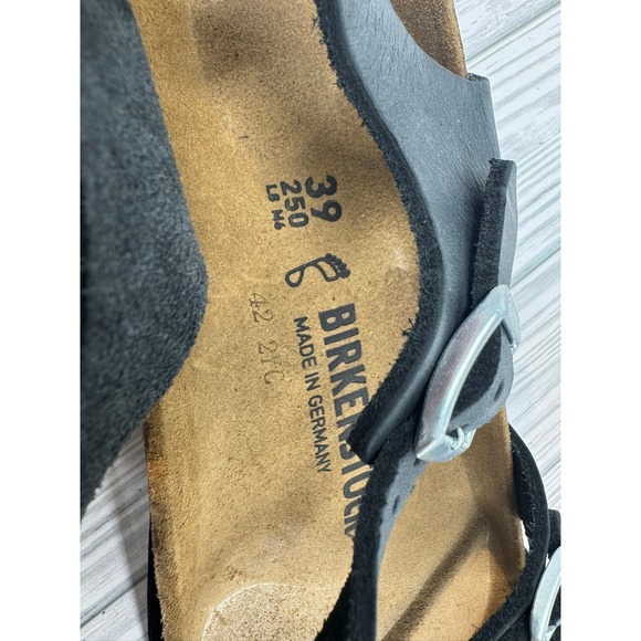 Birkenstock Kumba Oil Black Leather Ankle Strap Sandals Women's sz 8 Regular Fit - Picture 7 of 7